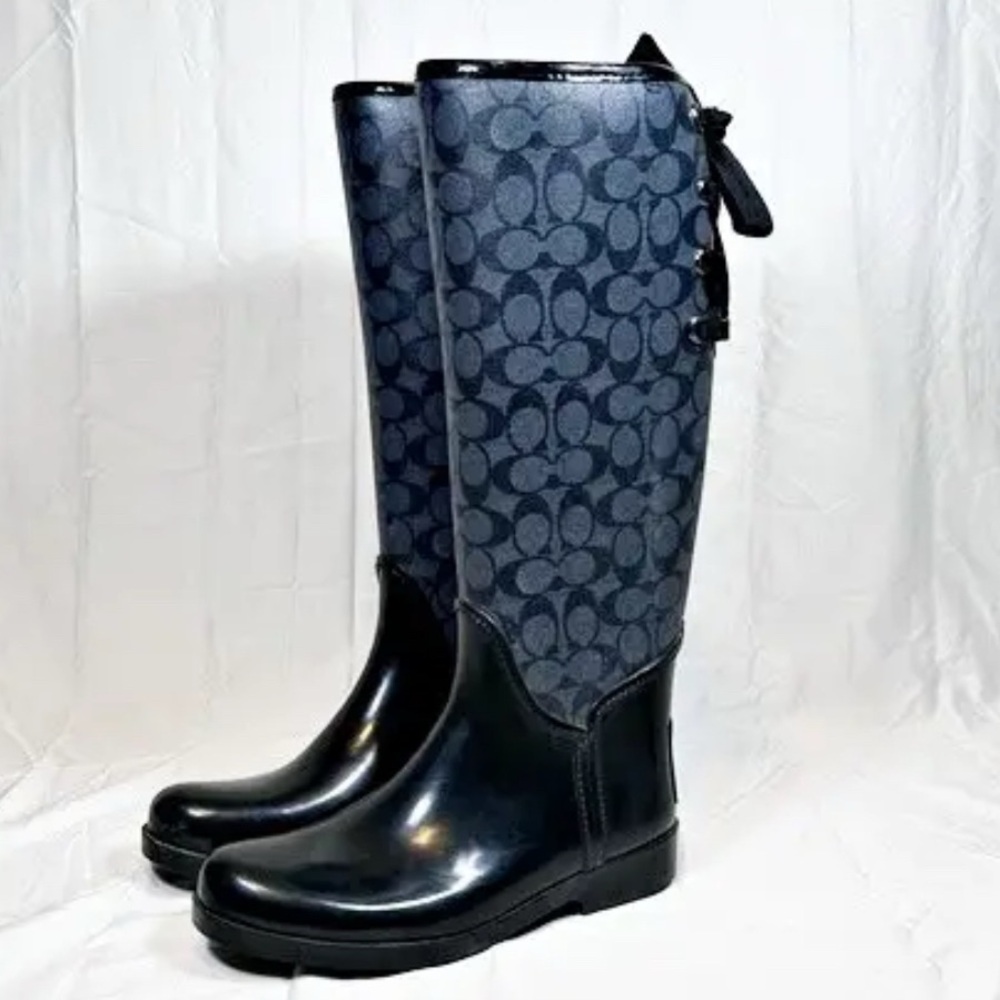 Coach Rain Boots Tristee Black Woman Lace